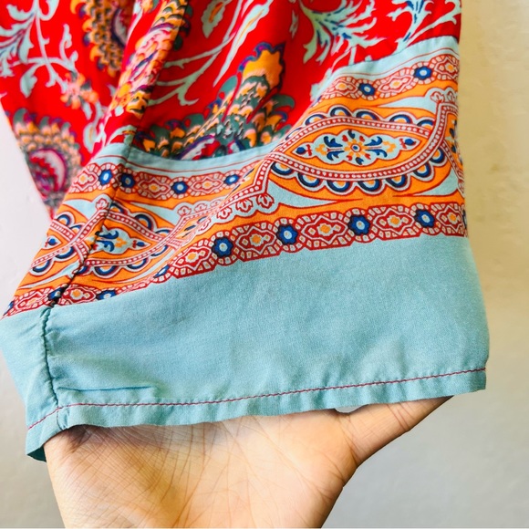 Anthropologie Red Floral Marina Sleep Jumpsuit Romper Medium - Picture 8 of 14